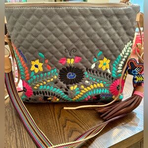 Consuela Multicolor Embroidered Crossbody Bag w/ Charm
